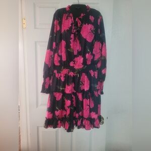 Chic Pink and Black Bubble Maxi Dress for Cocktail